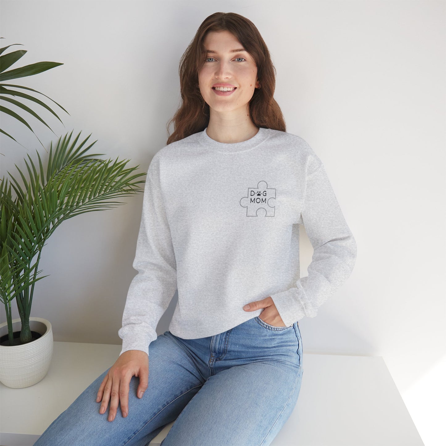 Dog Mom Puzzle Piece Crewneck